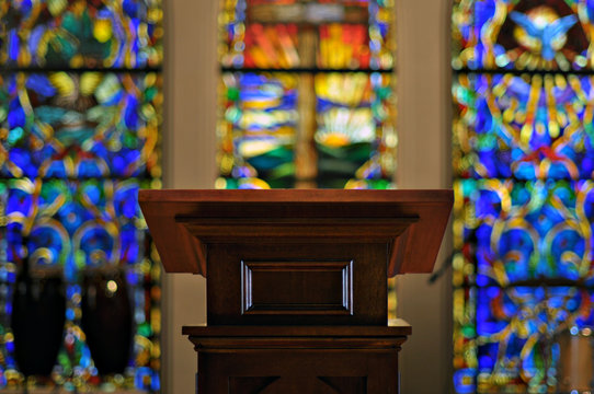 Church Pulpit with Stained Glass