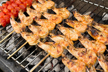 Prawns on the grill