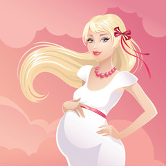 happy pregnant blondy