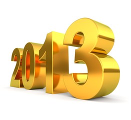 3d golden 2013 number - new year concept