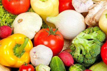 Group of fresh vegetables isolated on white