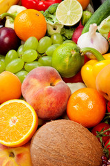 Huge group of fresh vegetables and fruits