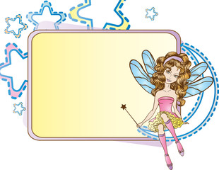 Little fairy sitting on the moon design template