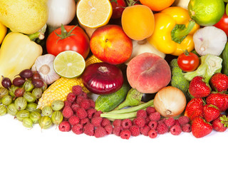 Huge group of fresh vegetables and fruits