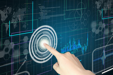 Hand of Business man working with virtual digital interface