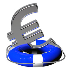 Hilfe €  Rettungsring Euro SILBER pakt fiskalny BLAU blur - obrazy, fototapety, plakaty