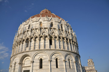 Baptistery and the Leaning tower of Pisa