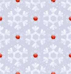 Seamless background - paper snowflakes & rowanberry