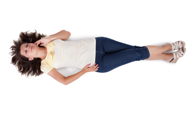 Woman lying with her hair fanned out