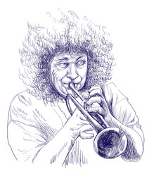 trumpeter, hand drawing, this is original sketch