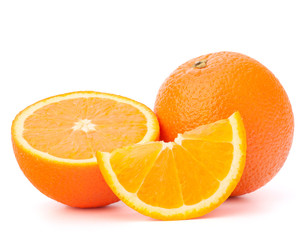Whole orange fruit and his segments or cantles