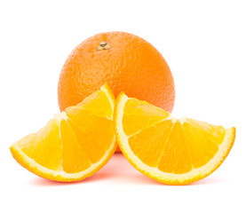 Whole orange fruit and his segments or cantles