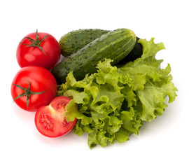 Tomato, cucumber vegetable and lettuce salad