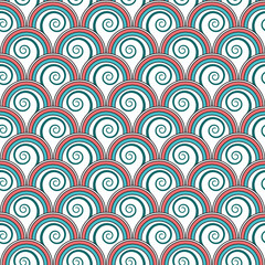 Seamless bright floral background with spiral growing plants