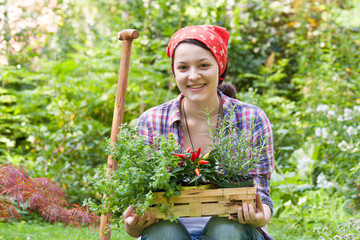 Junge Frau im Garten, young woman in a garden