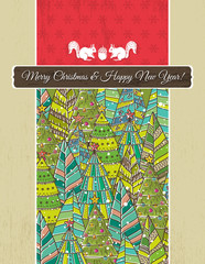 christmas background with christmas trees, vector