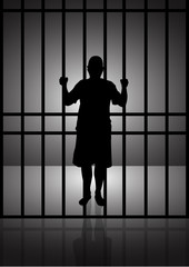 Stock Vector illustration of  a man standing behind bars 2