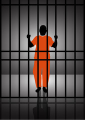 Stock Vector illustration of  a man standing behind bars