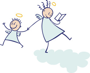 Moms are not angels: reading, colored