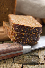 Black bread with sesame seeds