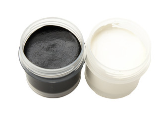 Jars with black and white gouache