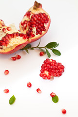 Macro of a Pomegranate section, isolated on white