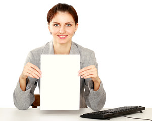 Photo of young girl with blank board