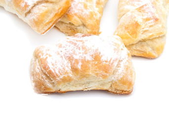 sweet cake on white background