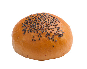 Bun bread topping with sesame isolated on white