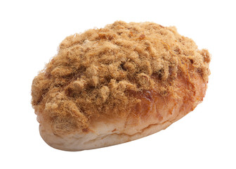 A bun of bread topping by shredded pork great taste for meal or