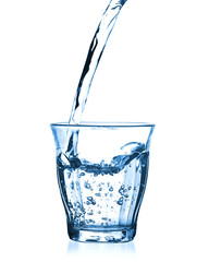 pouring water in glass