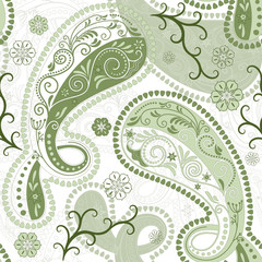 Green-white seamless pattern