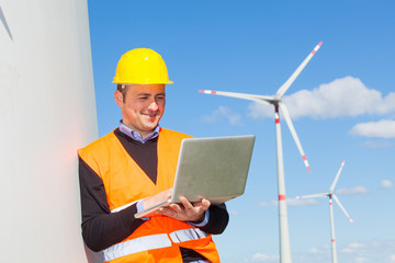 Technician Engineer in Wind Turbine Power Generator Station