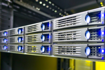 Data center rack with hard drives