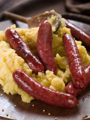 Sausage with mashed potato