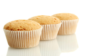 tasty muffin cakes, isolated on white