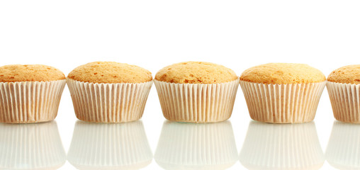 tasty muffin cakes, isolated on white