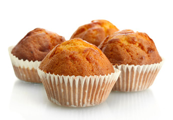 tasty muffin cakes, isolated on white