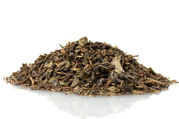 aromatic green dry tea, isolated on white