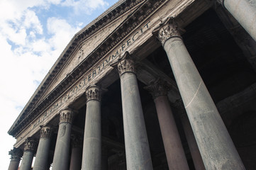 Exterior view of the Pantheon, an ancient Roman temple in Rome
