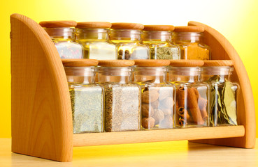 powder spices in glass jars