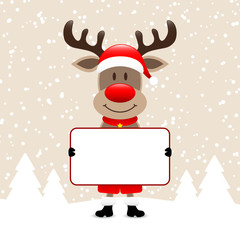 Reindeer Holding Label Winter Forest Beige