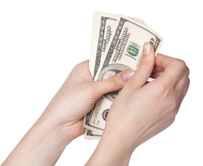 Female hands counting money