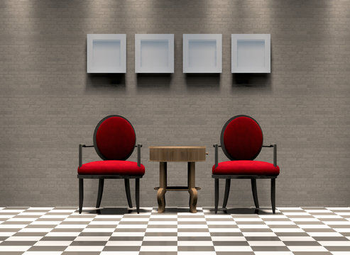 two red chair