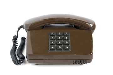 Brown telephone isolated