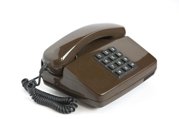 Brown telephone isolated