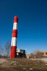Red-white factory chimney