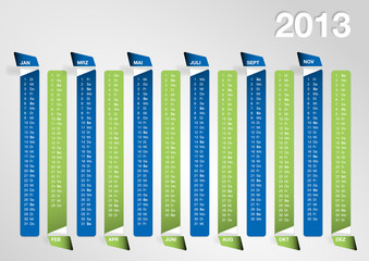 Kalendarium 2013 blau/grün