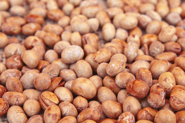 Closeup of mature soy beans