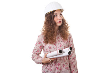 Architektin schaut nach oben